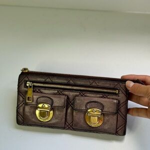 Marc Jacobs Quilted Leather Wallet Purse Cardholder Clutch Bag in Purple  - Y2K